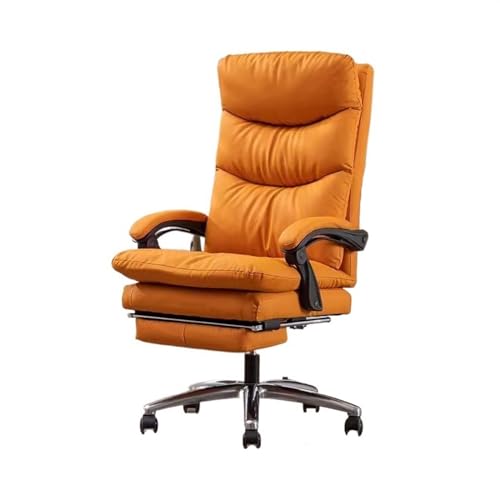 Zhaoj24-05 Bürostuhl Ergonomischer Ergonomischer Computerstuhl, Haushalts-Chefstuhl, Liege-Bürostuhl, Drehstuhl, bequemer sitzender Gaming-Sitz for die Mittagspause Schreibtischstuhl(Orange)