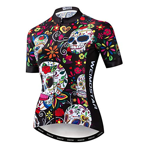 Hotlion Sommer Atmungsaktives Radtrikot Damen Mountainbike Trikot Schnell Trocknend Fahrrad Shirt Kurzarm Fahrradbekleidung, 1CF2201, X-Groß