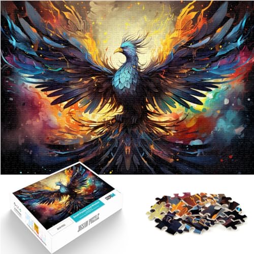 Puzzle für farbenfrohen psychedelischen Phönix, 1000 Teile, Puzzle für Erwachsene, Holzpuzzle, Familienaktivität, Puzzle, Lernspiele, 1000 Teile (50 x 75 cm)