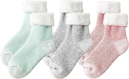 Snowbegone Kaschmirwollsocken, Premium-Kaschmirsocken, Damen-Kaschmirsocken, weiche, winterwarme, dicke Wollsocken (F-3-Paare)