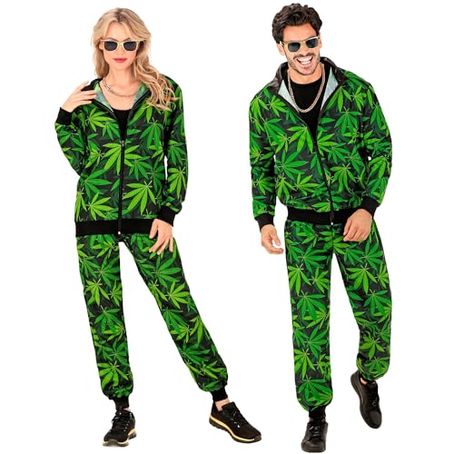 Widmann - Kostüm Trainingsanzug, Ganja Party Fashion, weed, 80er Jahre Outfit, Jogginganzug, Bad Taste Outfit, Faschingskostüme