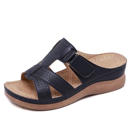 Damen-Sandalen Viabatte Orthopädische Sandalen mit offenem Zehenbereich, rutschfest, atmungsaktiv, Retro-Stil, für den Sommer, Schwarz , 39 EU