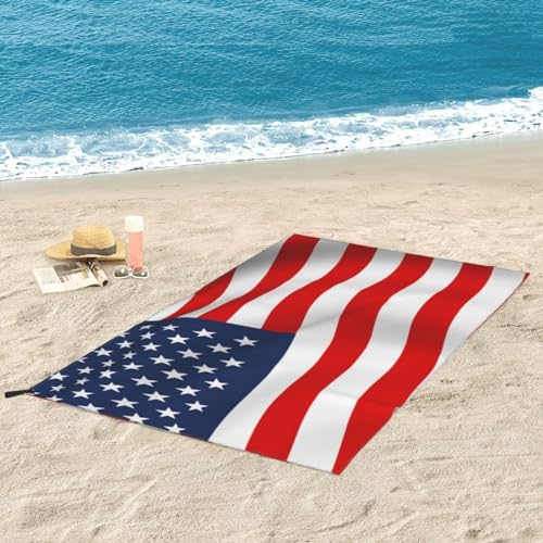 DENMER Amerikanische Flagge, patriotisches schnell trocknendes Handtuch, super saugfähiges und leichtes Mikrofaser-Handtuch für Outdoor-Abenteuer und den Heimgebrauch