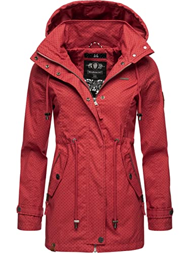 MARIKOO Damen leichte Übergangsjacke Baumwoll-Parka mit Kapuze Nyokoo Red w.P. Gr. M