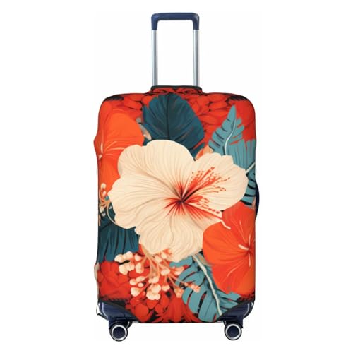 CSGJMYGS Reisegepäckabdeckung, elastisch, waschbar, modisch, kratzfest, tropische Blumen, Koffer-Schutz, passend für 45,7 - 81,3 cm Gepäck, Schwarz , XL