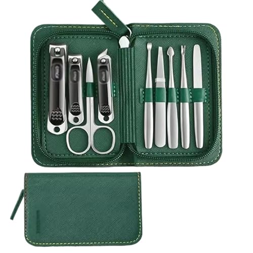 Maniküre/Pediküre Set Nagelknipser-Set for Damen, Hawkbill-Zange, Reparatur-Werkzeuge for graue Nägel, Spritzschutz, Nagelrille, spezieller Nagelknipser Nagelpflege-Werkzeuge(Dark Green)