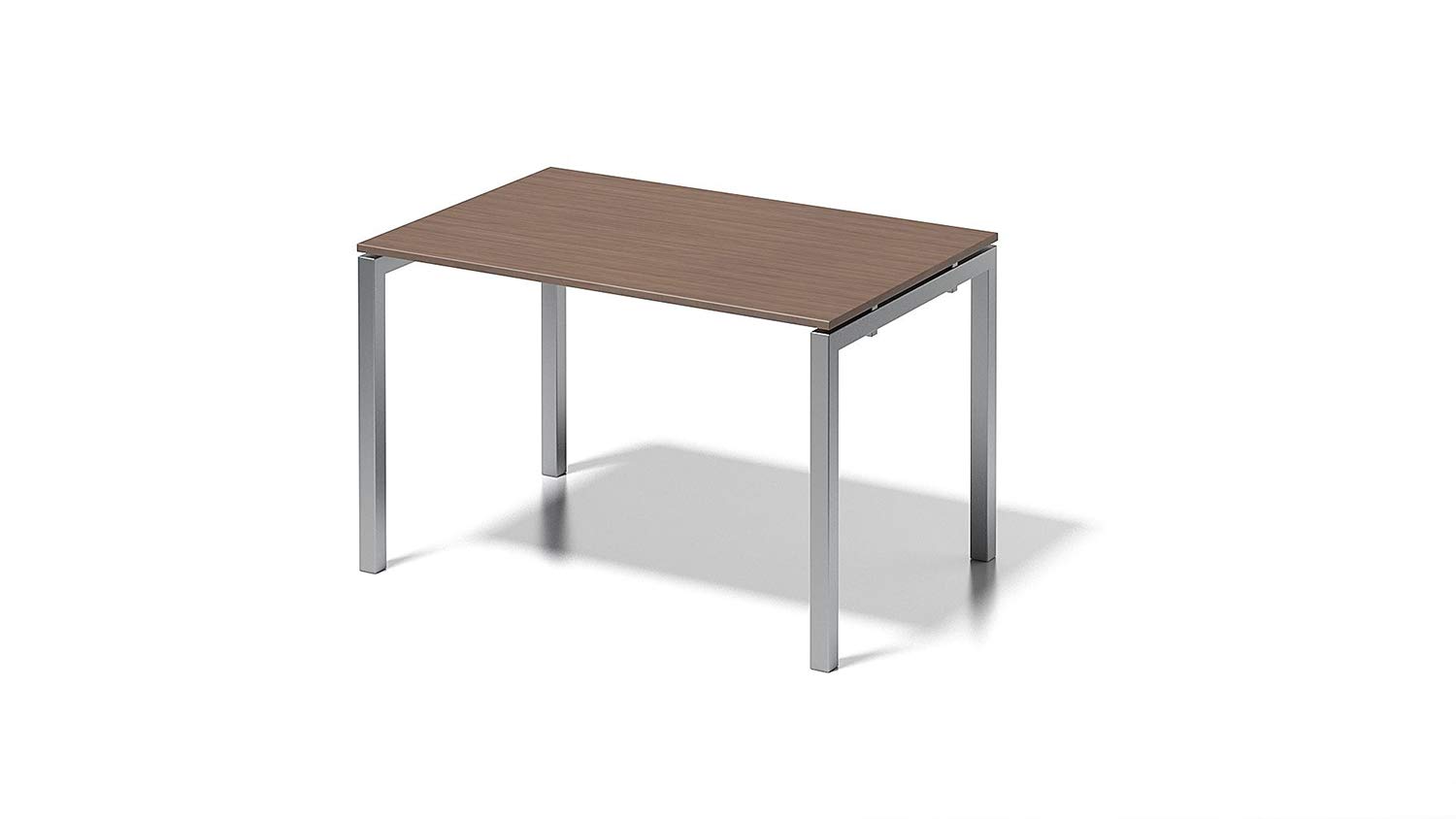 BISLEY Cito Schreibtisch, 740 mm höhenfixes U-Gestell, Metall, Wn355 Dekor Nußbaum, Gestell Silber, 80 x 120 x 85 cm