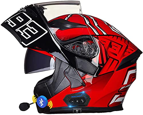 Klapphelme mit Bluetooth-Motorradhelm Damen und Herren,DOT/ECE Zertifiziert Modularer Helme Integralhelm Motorradhelm mit Double Lens Rollerhelm Sturzhelm (Color : B, Größe : 2XL=63-64cm)