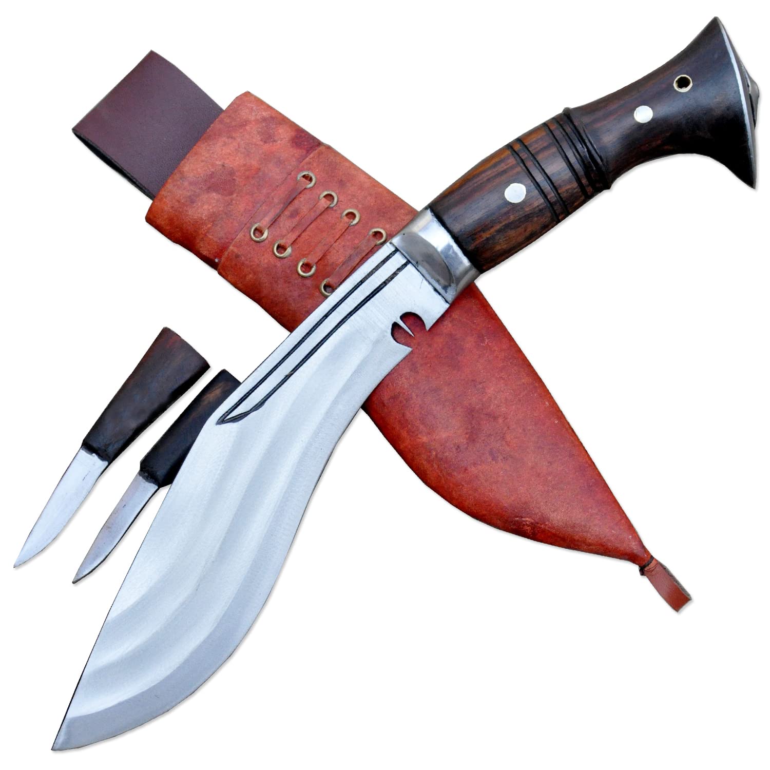 THE NEPAL 20 cm lange Klinge 3 Chirra (Fuller) Kukri-Messer-Handliches Khukuri-Messer-Full Tang-funktionierend-Authentisches Gurkha-Khukuri-Messer-Bush-Bastelmesser