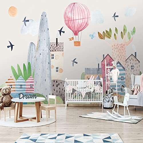 Kinder Einfache Cartoon Handgemalte Wasserfarbe Heißluftballon 3D Tapeten Wanddekoration Fototapete Sofas Wohnzimmer Wandbild Schlafzimmer-150cm×105cm