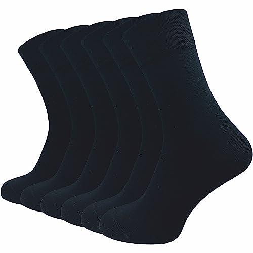 Damen & Herren Premium Socken (6 Paar) | Komfortbund ohne drückende Naht | Business & Freizeit (43-46, schwarz)