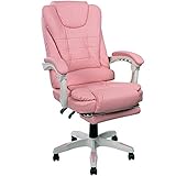 Trisens Schreibtischstuhl Design Bürostuhl Racing Chair Chefsessel Gamingstuhl Fußstütze, Farbe:Rosa