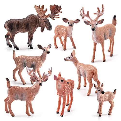 GAOINTELL 8Pcs Realistische Hirsch Modell Figuren Elch Elch Rentier Modell Spielzeug Tisch Dekor Ornament Kinder Geschenk Kinder Spielzeug 4 Mädchen