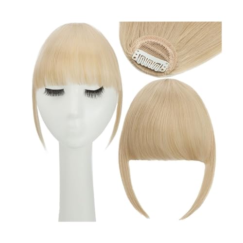 Pony Extension für Damen Synthetische Fake Blunt Air Bangs Clip-in-Haarverlängerungen Clip-in-Französischer Pony Gerade Fransen Falsches Haarteil for Frauen Fringe Bangs(24-613)