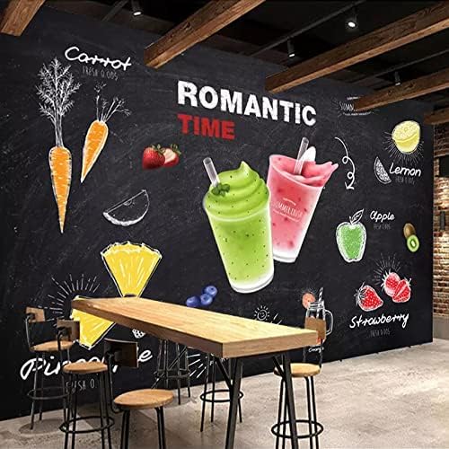 XLMING Kreatives Getränk Saft Wandkunst Bar Eismilch Tee Shop Wanddekoration Küche Esszimmer Arbeitszimmer Wohnzimmer TV Hintergrund Wand 3D Tapete-400cm×280cm