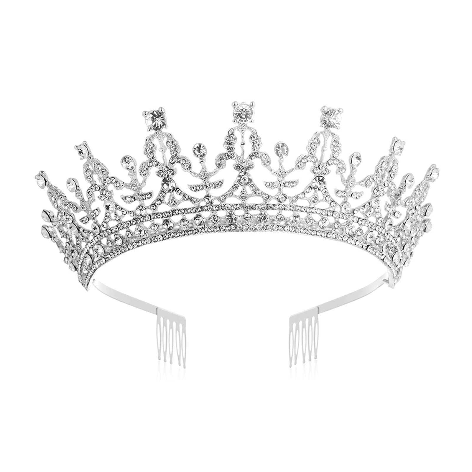 AIHEDOUJ Kristallkrone und Tiara mit Kamm für Frauen Braut Hochzeit Haarschmuck Brautkronen Tiaras Hochzeit Kopfschmuck Frauen Diadem (Größe: 26) Stirnbänder (Größe: 21)