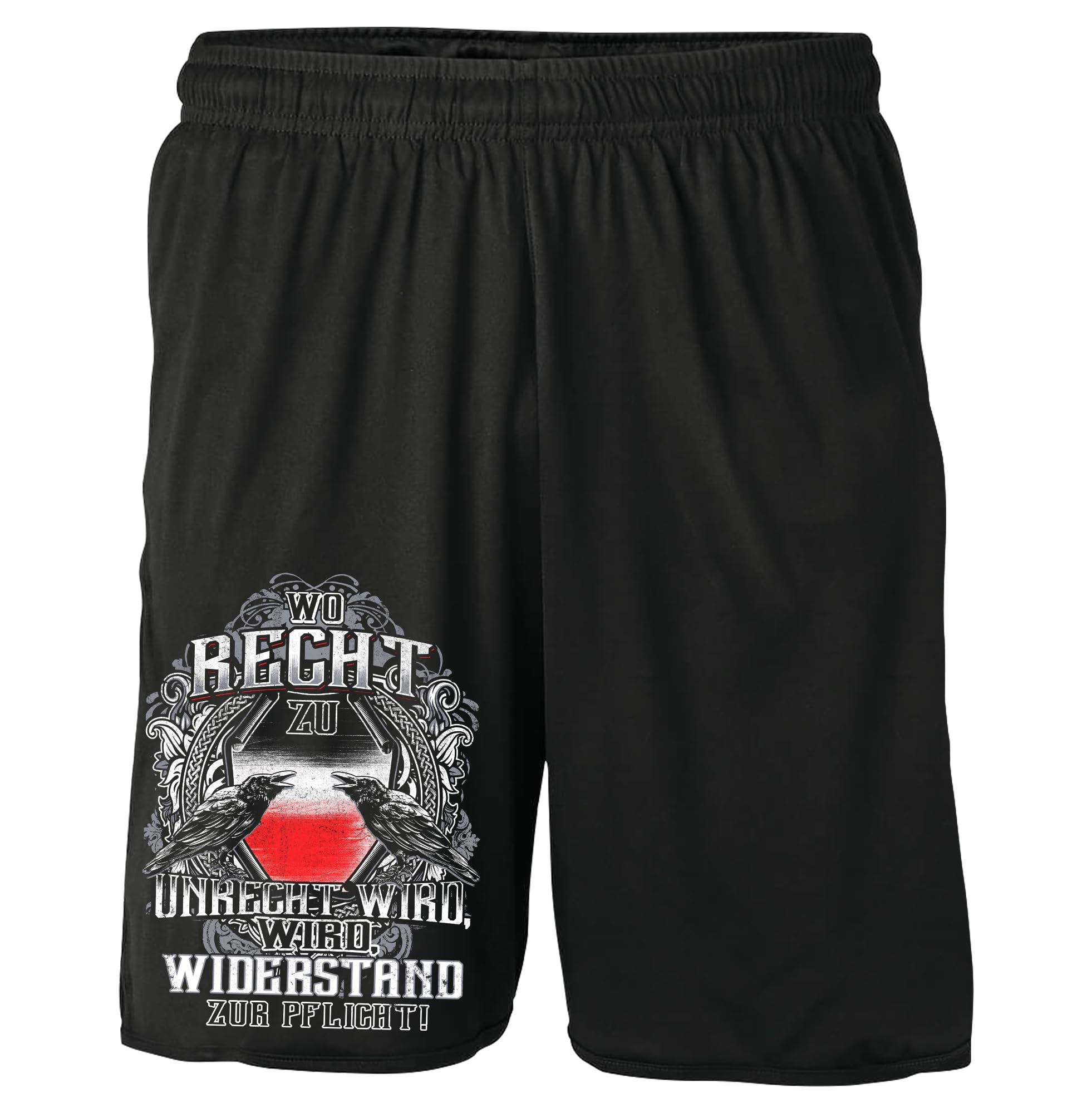 UGLYSHIRT Wo Recht zu Unrecht wird Shorts | Kaiserreich Deutschland Kurze Hose Preußen Patrioten Germany Wiederstand Hose | M2 Schwarz (M)