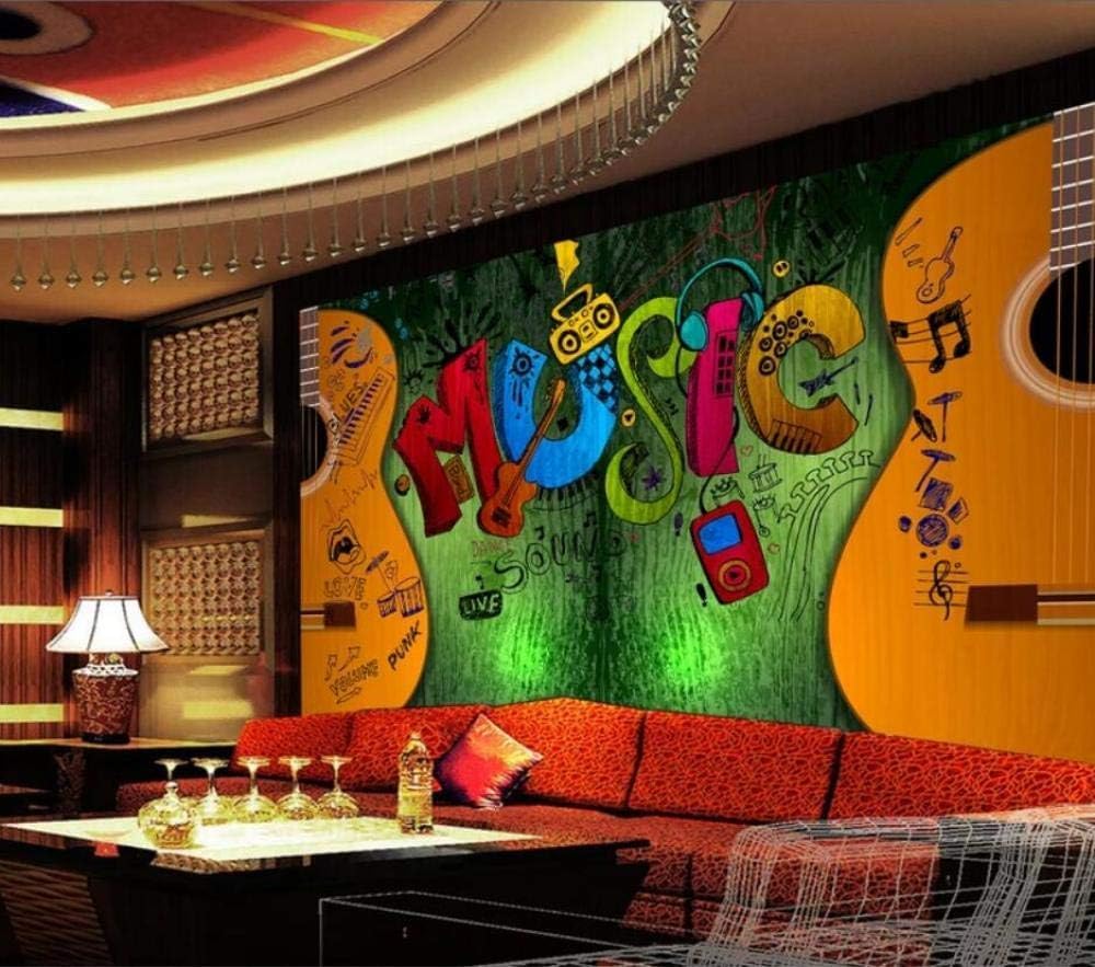 Musik Gitarre Graffiti 3D Tapete Poster Restaurant Schlafzimmer Wohnzimmer Sofa TV Dekorative Wand-430cm×300cm