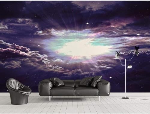 Kosmischer Himmel Sonnensystem 3D Tapete Poster Restaurant Schlafzimmer Wohnzimmer Sofa TV Dekorative Wand-200cm×140cm