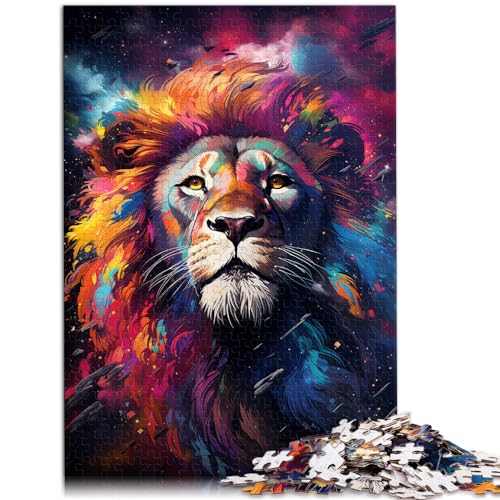 Puzzle „Die farbenfrohe Psychedelie der Sternennacht“ Löwenpuzzle, 1000 Teile, Puzzle für Erwachsene, Holzpuzzle, Familienspiel für und 1000 Teile (50 x 75 cm)