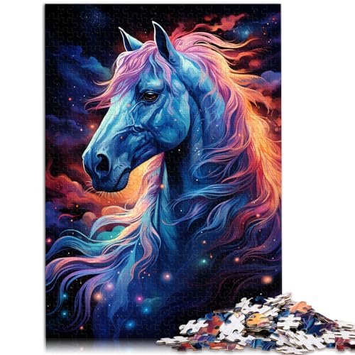 Puzzle für farbenfrohe Psychedelie des Sternenhimmelpferds. Puzzle für Erwachsene, 1000 Puzzle-Spielzeug, Holzpuzzle, lustige Familienspiele, 1000 Teile (50 x 75 cm)