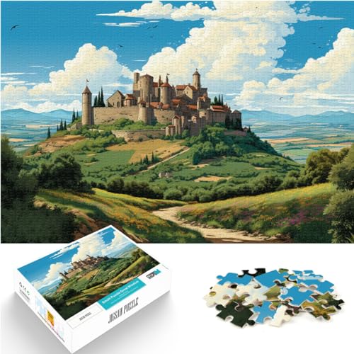 Puzzle Farbe Carcassonne-Schloss 1000-teiliges Puzzlespiel, Holzpuzzle, Spaß für Zuhause, Aktivitäten, Geburtstagsgeschenk, Reisegeschenke, 1000 Teile (50 x 75 cm)