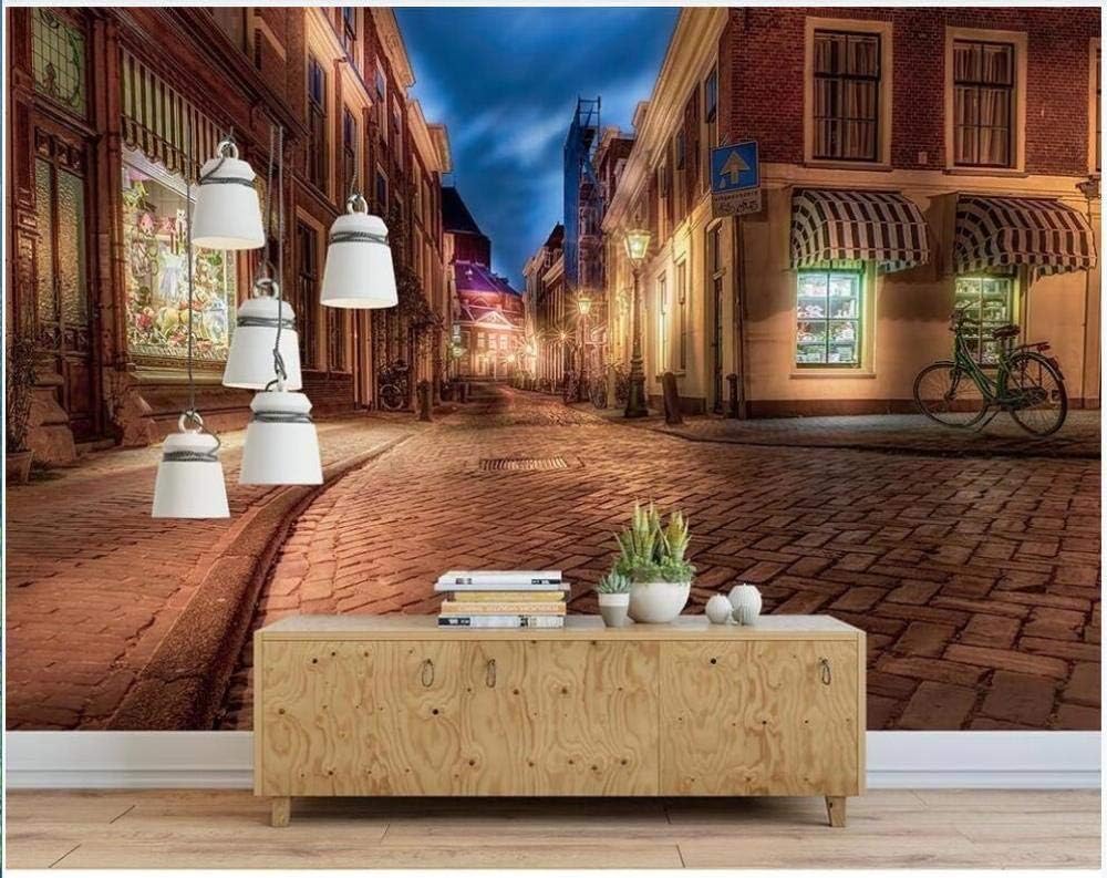 Stadtarchitektur Geschäfte Fahrräder Straßen 3D Tapete Poster Restaurant Schlafzimmer Wohnzimmer Sofa TV Dekorative Wand-400cm×280cm