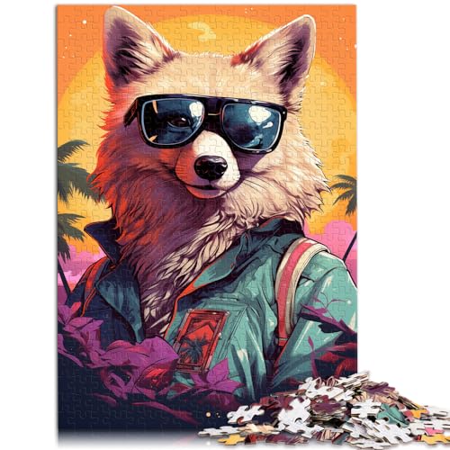 Puzzle Fuchs-Boss mit Sonnenbrille, 1000 Puzzles für Erwachsene, Holzpuzzle, Lernspielzeug, Familienspiele, Weihnachts- und Geburtstagsgeschenke, Kunstwerk von (50 x 75 cm)