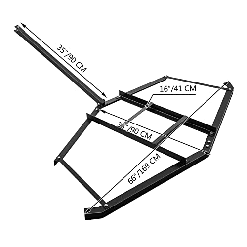 ATV- und Rasentraktor ziehen 66 Zoll breite Auffahrtsegge, strapazierfähig, mit 2 verstellbaren Stangen, die for Felder, Parkplätze verwendet werden Robust und langlebig(66 Inch)
