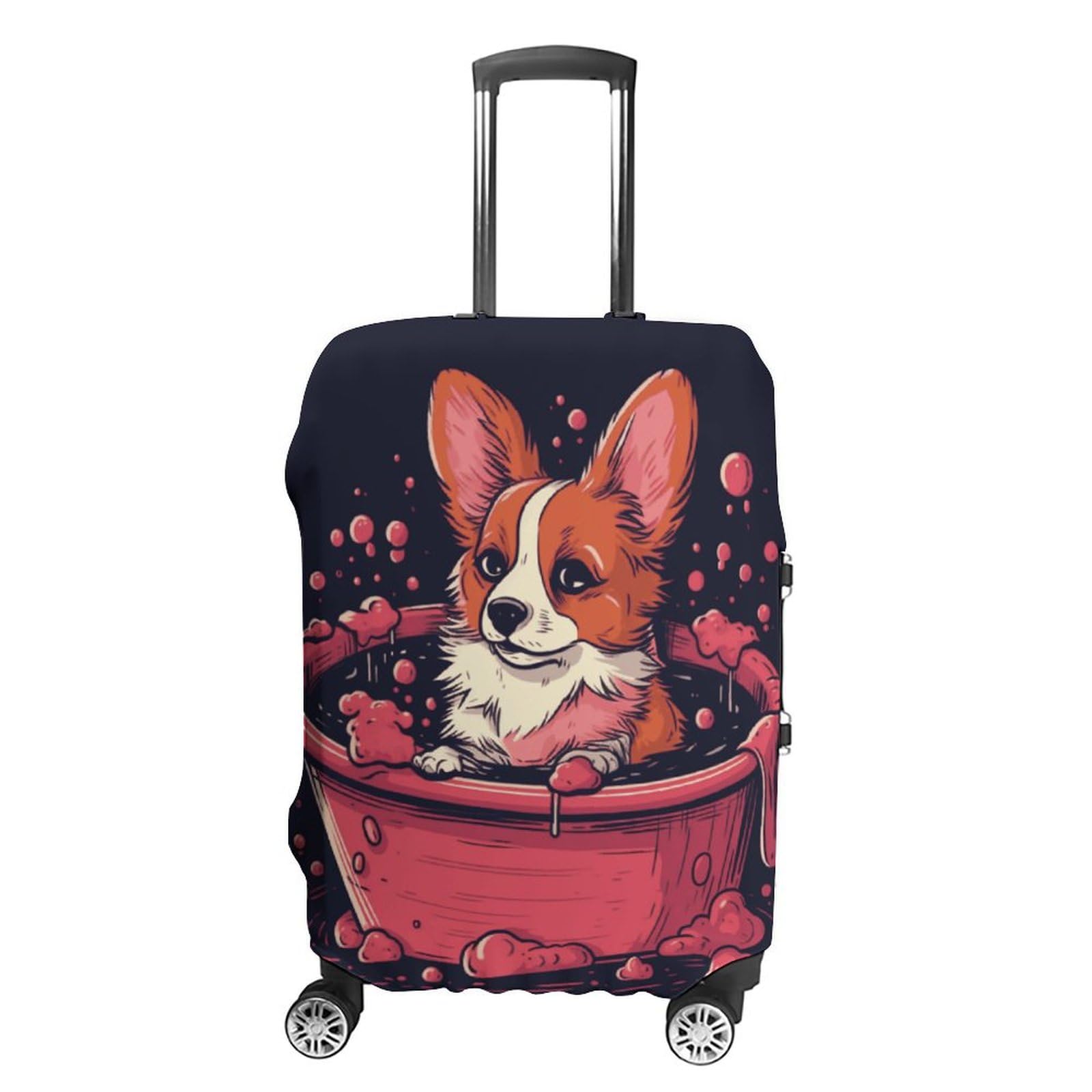 CSGJMYGS Reisegepäck-Abdeckung, elastisch, waschbar, modisch, kratzfest, Corgi in der Badewanne, Koffer-Schutz, passend für 45,7 - 81,3 cm Gepäck, Style-3, XL