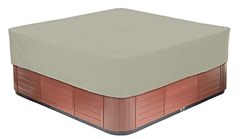 BaCover Outdoor Whirlpool Abdeckung, 210D Oxford-Gewebe Wasserdicht Spa Hot Tub Pool Abdeckun Quadratische Pool-Staubschut Mehrere Größen zur Auswahl,Beige,239x239x50cm