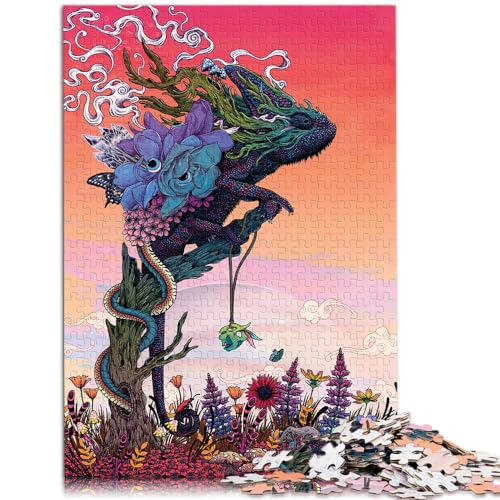 Puzzle Fantasie-Chamäleon, 1000 Teile, Puzzle-Geschenke, Holzpuzzle, Spaß für Aktivitäten zu Hause, Geburtstagsgeschenk, Reisegeschenk, 1000 Teile (50 x 75 cm)