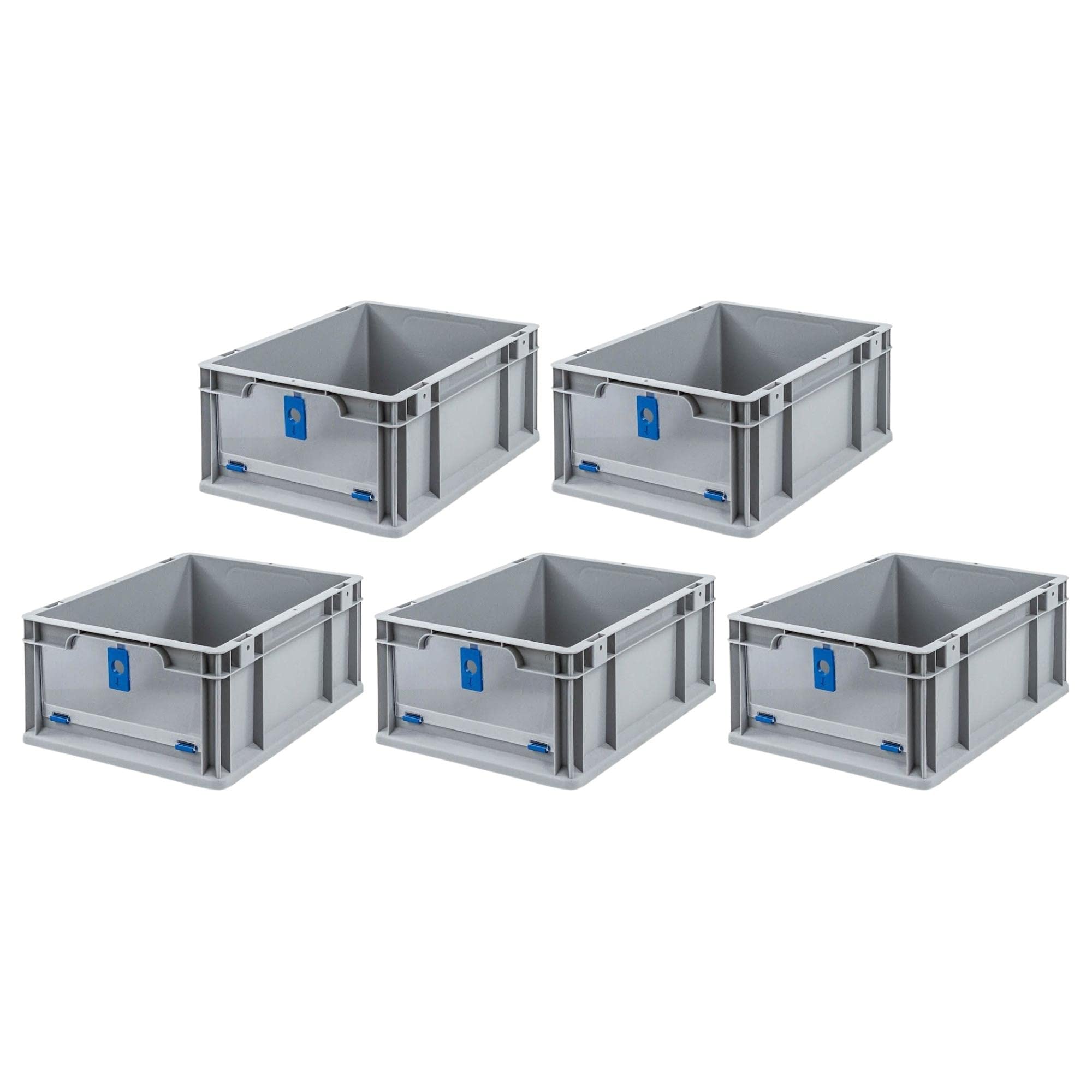 SparSet 5x Eurobox NextGen Insight Cover | HxBxT 17x30x40 | 16 Liter | Niedrig/Blau | Eurobehälter, Transportbox, Transportbehälter, Stapelbehälter