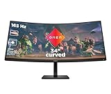 HP OMEN 34c Gaming Monitor - 34 Zoll Bildschirm, WQHD Display, 165Hz, AMD FreeSync Premium, 1 ms Reaktionszeit, 2x HDMI 2.0, Display Port 1.4, Audioausgang, curved, schwarz