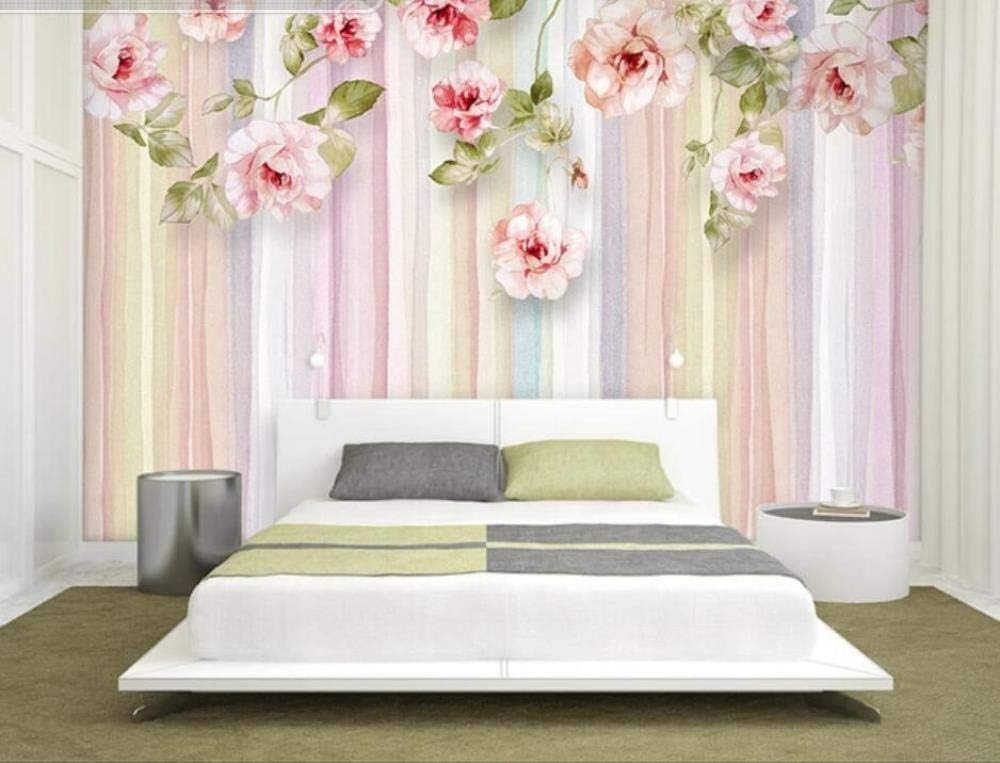 Rosa Linie Rosa Rose 3D Tapete Poster Restaurant Schlafzimmer Wohnzimmer Sofa TV Dekorative Wand-400cm×280cm