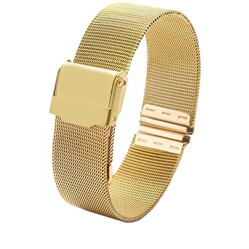 SCRUBY Milanische Schleife weiblich Einfaches Watchband 12 13 14 15 16 17 18 19 20 22mm Metallwebe Modetrendarmband für Dw ar Uhrenarmband(Gold,12mm)