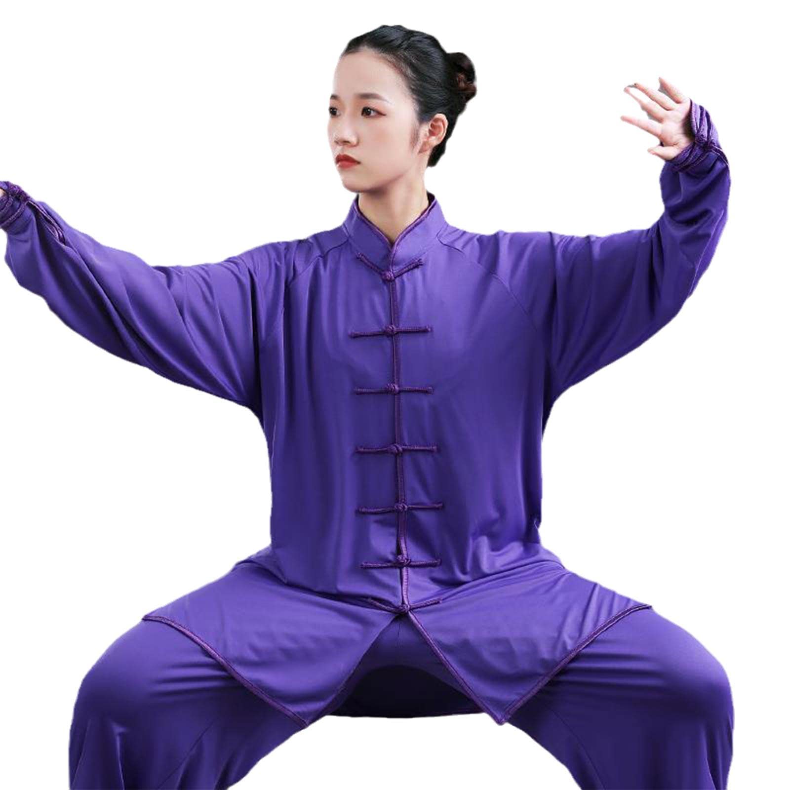 ZEDDG Tai Chi Anzug damen Herren Chinesische Kung Fu Kleidung Wing Chun Kleidung Zen Meditation Uniform Kampfsport Kleidung Yoga Anzug,Purple-XXXL