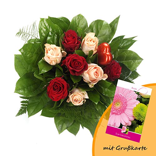 Dominik Blumen und Pflanzen, Blumenstrauß Mein Glück und Grußkarte "Geburtstag"