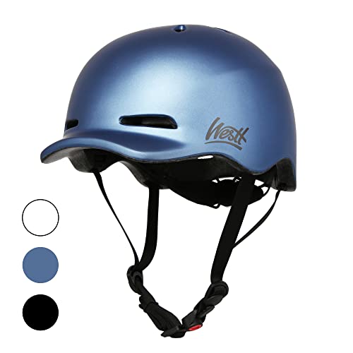 WESTT Urban Fahrradhelm I Fahrradhelm Herren & Damen & Kinder I Fahrradhelm mit Licht I atmungsaktiver Fahrrad-Helm I City-Fahrradhelm I BMX-Helm I E-Bike-Helm I Skaterhelm (Einheitsgröße, Blau)