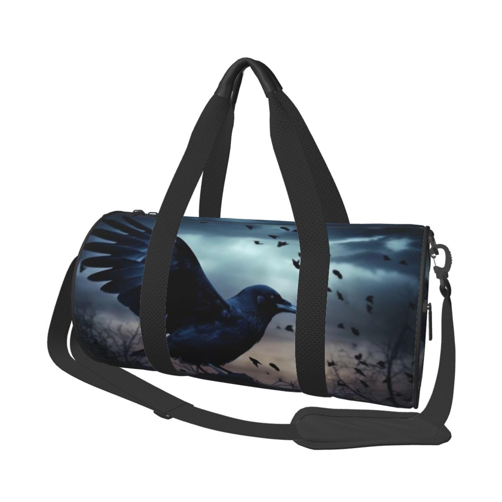 Robuste Reisetasche mit rosafarbenen und weißen Goldblumen, geräumige und stilvolle Tasche für alle Ihre Reisebedürfnisse, Night Crow, Einheitsgröße