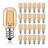 T22 LED Glühbirne Bernstein Glas Vintage Edison Röhrenbirnen E14 220V Glühbirne, 10 Watt äquivalent 2200K Ultra Warm White Birnen, 100 Lumen nicht dimmbar, 25er Pack