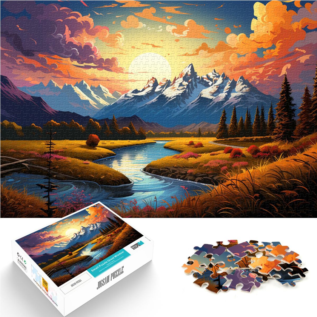 Puzzle zum Verschenken, Farbe: Grand-Teton-Nationalpark, 1000 Teile, Puzzle für Erwachsene, Holzpuzzle, einzigartiges Herausforderungsspiel, 1000 Teile (50 x 75 cm)