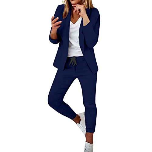 Blazer Damen Hosenanzug Damen Geschenke für Frauen Elegant Business Anzug Set Hosenanzug Hose 2-teilig Anzug Karo Einfarbig Zweiteiler Sale Angebote Slimfit Festlich Sportlich Hosenanzug Streetwear