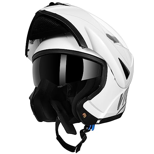 WESTT Torque Motorrad-Integralhelm I Motorradhelm Weiss I Motorrad-Klapphelm I stoßfester Motorradhelm I Integralhelm Herren & Damen I Roller-Helm I ECE Zertifiziert I Größe L