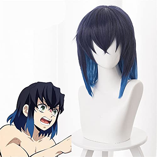 LINLINCD Cosplay wig Dämonentöter Kimetsu no Yaiba Hashibira Inosuke Cosplay Perückenhaar Halloween Karneval Perücken Kopfbedeckung