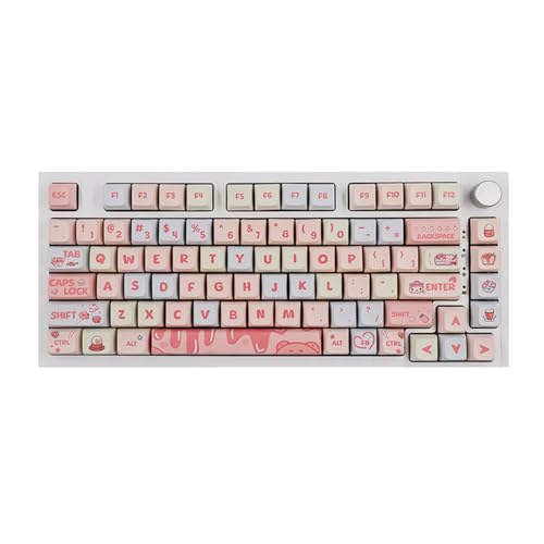 133 Tasten Creamy Strawberry Tastenkappen Dicke Tastenkappe für 61/87/104/108 Layout Mechanische Tastatur Keycapoard