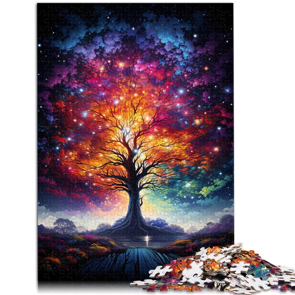 Puzzle-Geschenk: Die farbenfrohe Psychedelie des kosmischen Baums, 1000 Teile, Puzzle aus Holz, dekomprimierendes geistiges Lernspielzeug, 1000 Teile (50 x 75 cm)