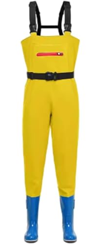 ZYREHAW Angelhose, Wathose Damen, rutschfest Wathose, Wathosen Matschhose, Anglerhose Wasserdicht Mit Stiefel Teichhose, wasserdichte, Verstellbarer Riemen Für Angeln, Bauernhöfe, Gärten F,36