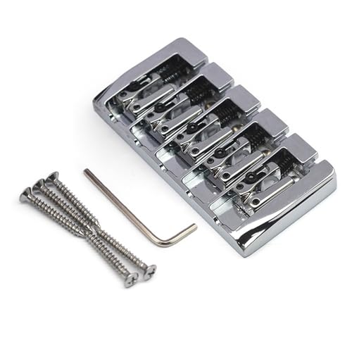 5 Saiten Hardtail Bridge Bass Bridge Sättel 5 Hardtail Zincs Legierungen Saitenhalter E-Bass Bridge Ersatz