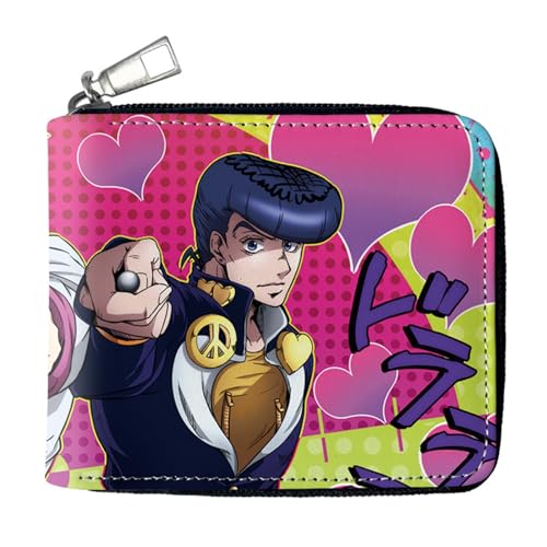 RYNDEX Jo-Jo's Bizar-re Adventu-re Portmonee Anime, Jugend Karikatur Kunstleder Geldbörse, Mädchen Geldtasche mit Münzfach und Geldscheinfach(Color:Multicolor 2)